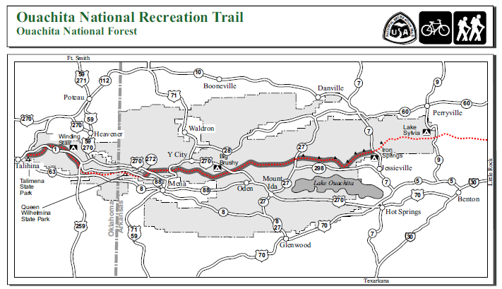 Ouachita National Forest Trail Map Western Ouachita Trail Hikes | Arklahoma Hiker