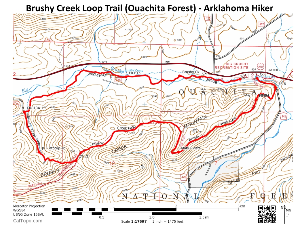 Brushy Creek Trail Map Brushy Creek Trail Loop (Ouachita Forest) - 7 Mi | Arklahoma Hiker